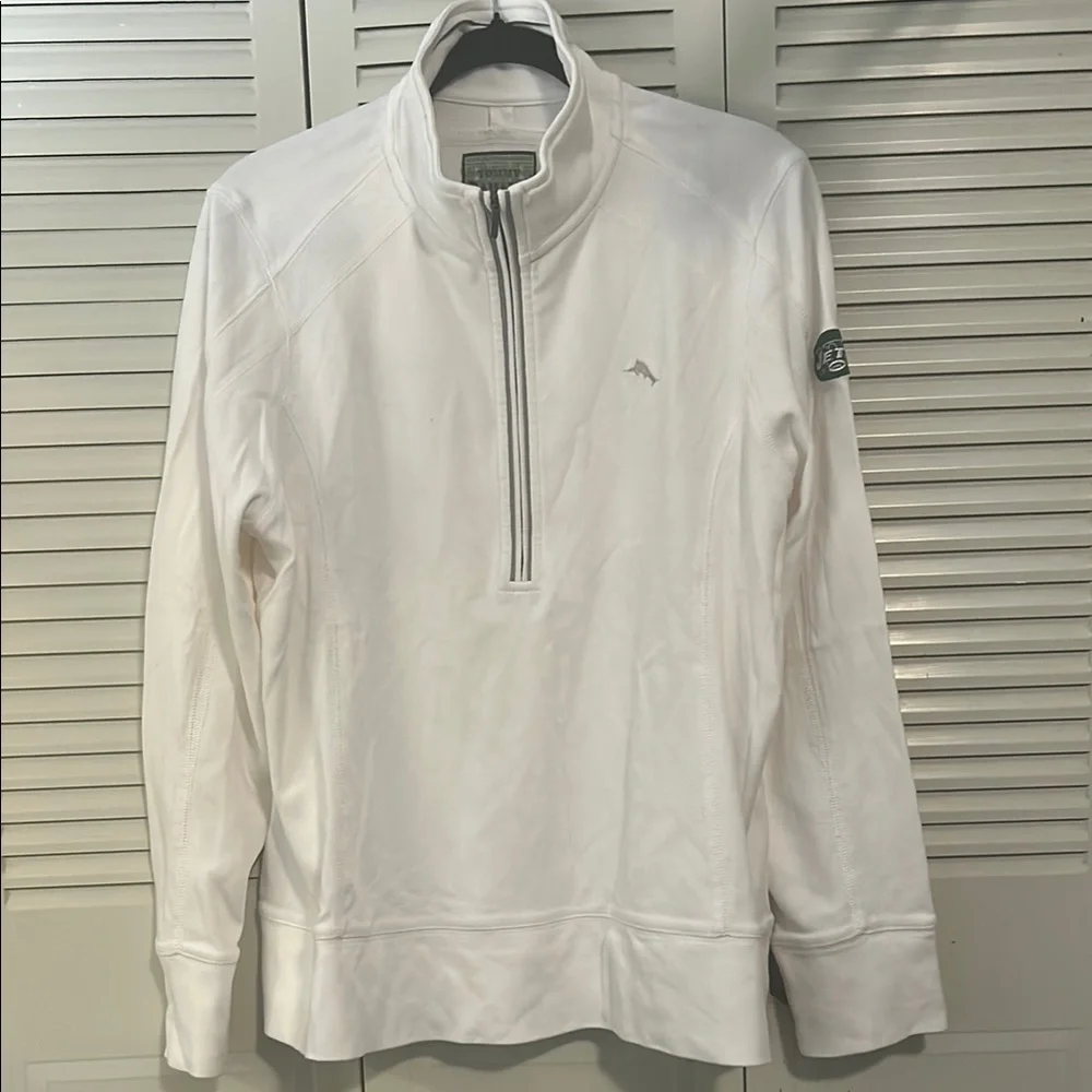 Tommy Bahama Men's sweatshirt Ivory Quarter-Zip Sweater NY JETS SIZE XL/TG